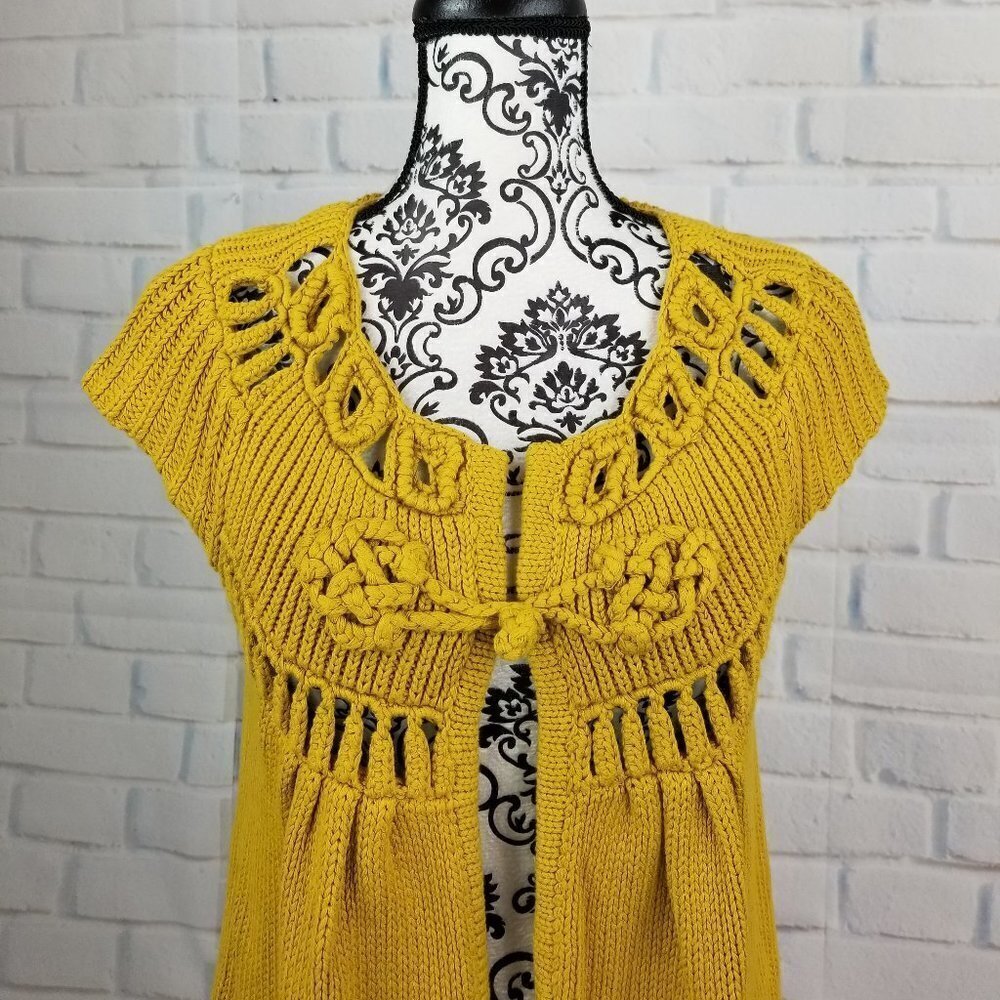 Fever size m crochet sleeveless cardigan stretch - Picture 2 of 8